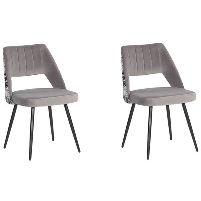 Image of Beliani Set Of 2 Dining Chairs Ansley Velvet Grey