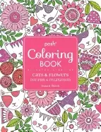 Image of posh adult coloring book cats and flowers for fun and relaxation
