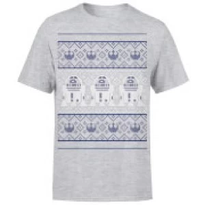 Image of Star Wars Christmas R2D2 Knit Grey T-Shirt - S - Grey