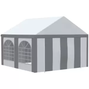 Image of Outsunny 4 x 4m Galvanised Party Tent, Marquee Gazebo with Sides, Four Windows and Double Doors, for Parties, Wedding and Events