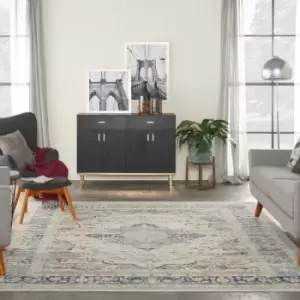 Image of Vintage Kashan VKA07 Ivory Blue 122cm x 183cm Rectangle - Blue and Ivory