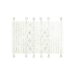 Image of The Linen Yard Diamond Tassel Bath Mat (One Size) (Natural/Ivory)