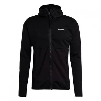 Image of adidas Terrex Tech Fleece Light Hooded Hiking Jacket Mens - Black