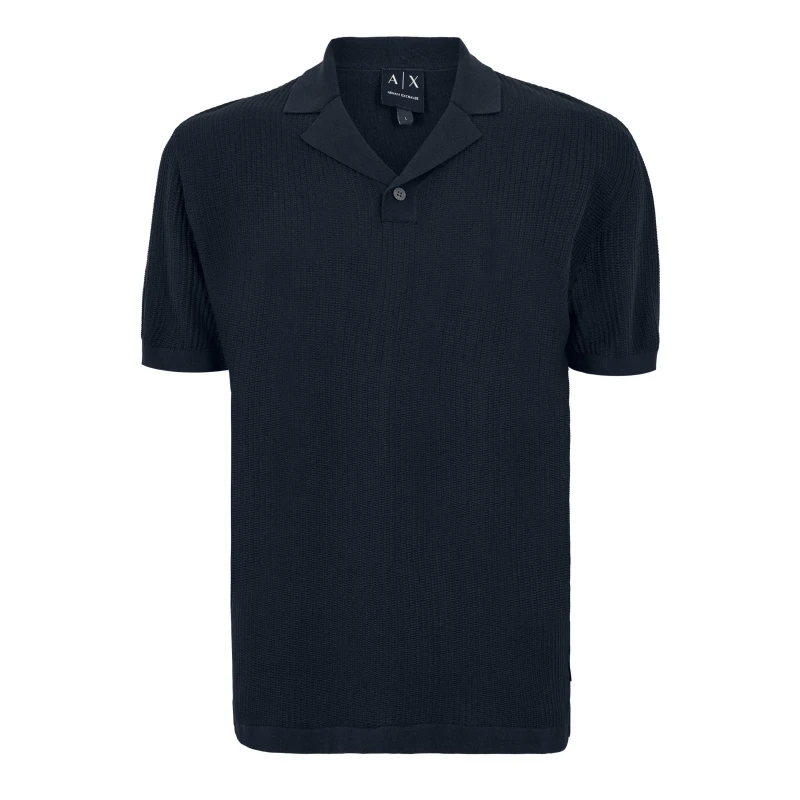 Image of Armani Exchange Mens Knitted Polo Shirt Deep Navy male L