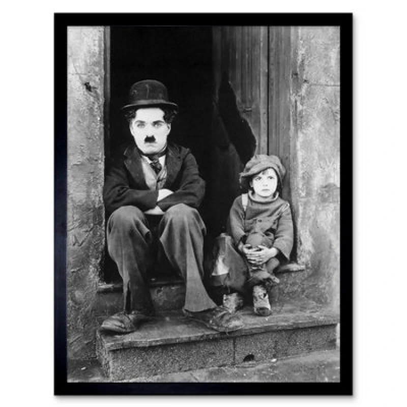 Image of Artery8 Silent Movie Still Charlie Chaplin The Kid Photo 12X16" Framed Wall Art Print