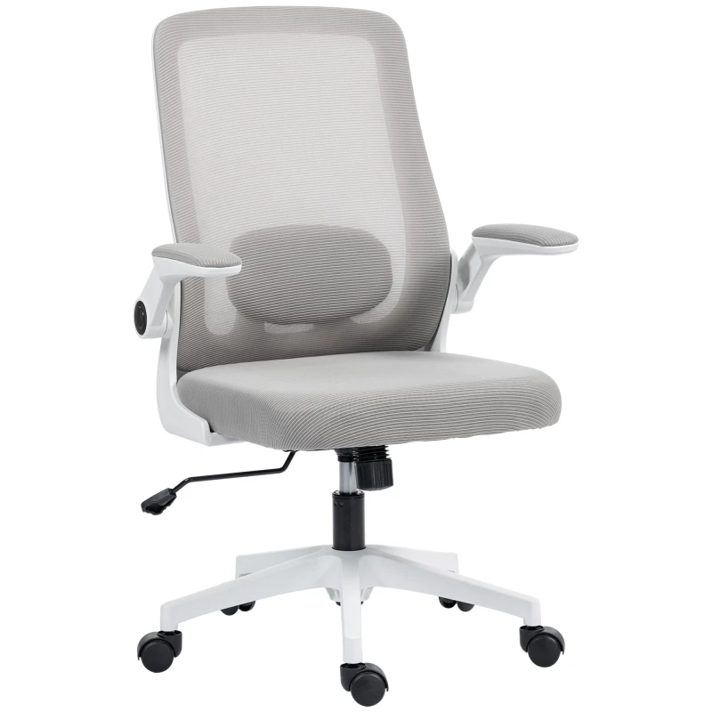 Image of HOMCOM Mesh Desk Chair with Tilt Function, Lumbar Support, Grey Grey