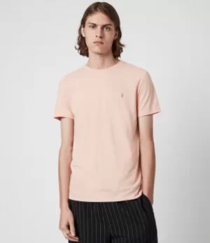 Image of AllSaints Mens Tonic Crew T-Shirt, Blushing Pink Marl, Size: L