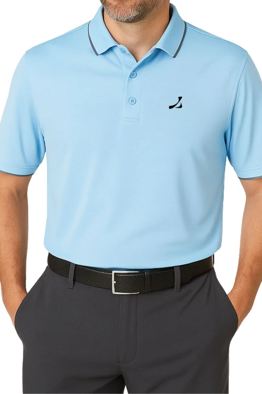 Image of Island Green UV Protection Stretch Waffle Knit Golf Polo Shirt Light Blue