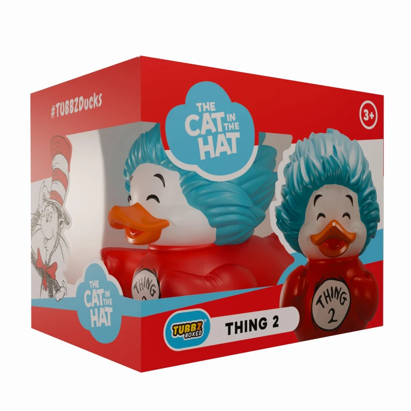 Image of TUBBZ Boxed Edition: The Cat in the Hat - Thing 2 Cosplaying Rubber Duck Vinyl Figure - Official Collectible for Fans of Dr Seuss Thing 2 (Boxed)