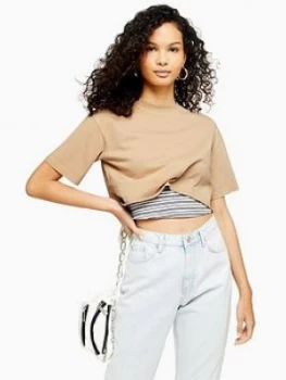 Image of Topshop Washed Crop Tee - Stone