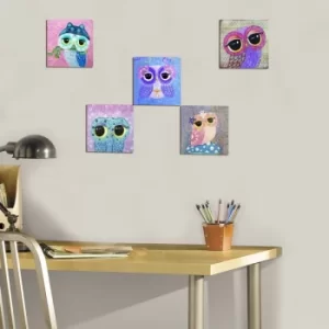 Image of MTB026 Pink Lilac Purple Fuchsia Grey Decorative MDF Painting (5 Pieces)