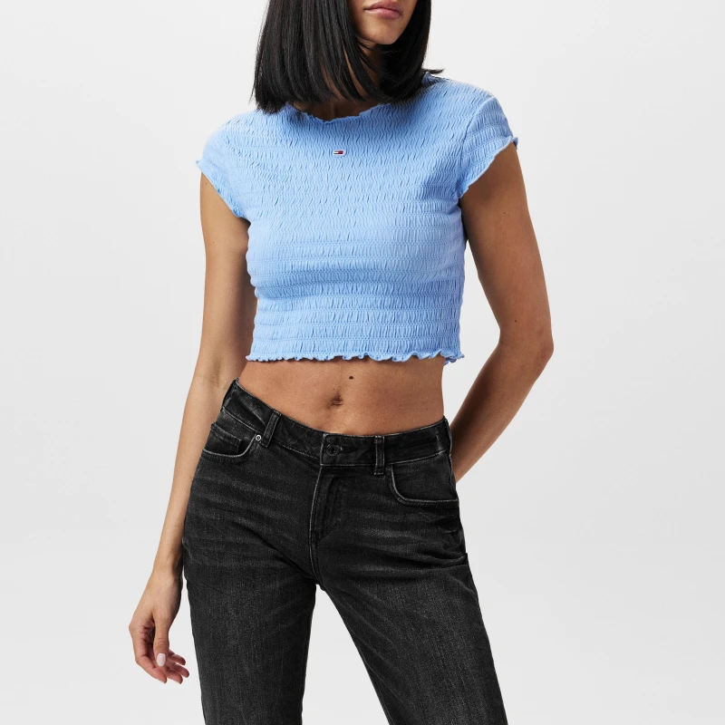 Image of Tommy Jeans Slim Smock T-Shirt - Blue Blue 16