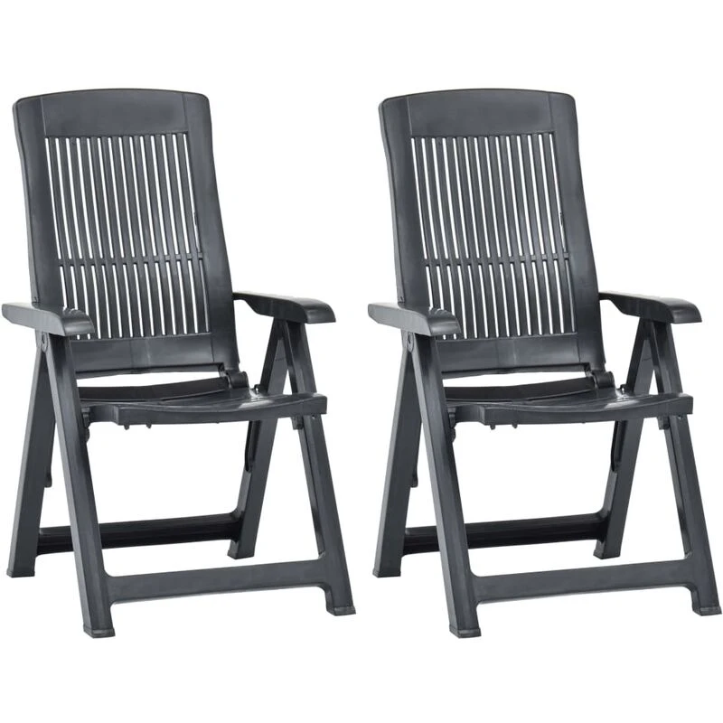 Image of VIDAXL Garden Reclining Chairs 2 pcs Plastic Anthracite Vidaxl 8719883859521