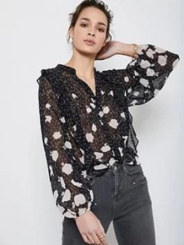 Image of Mint Velvet Pandora Print Ruffle Blouse