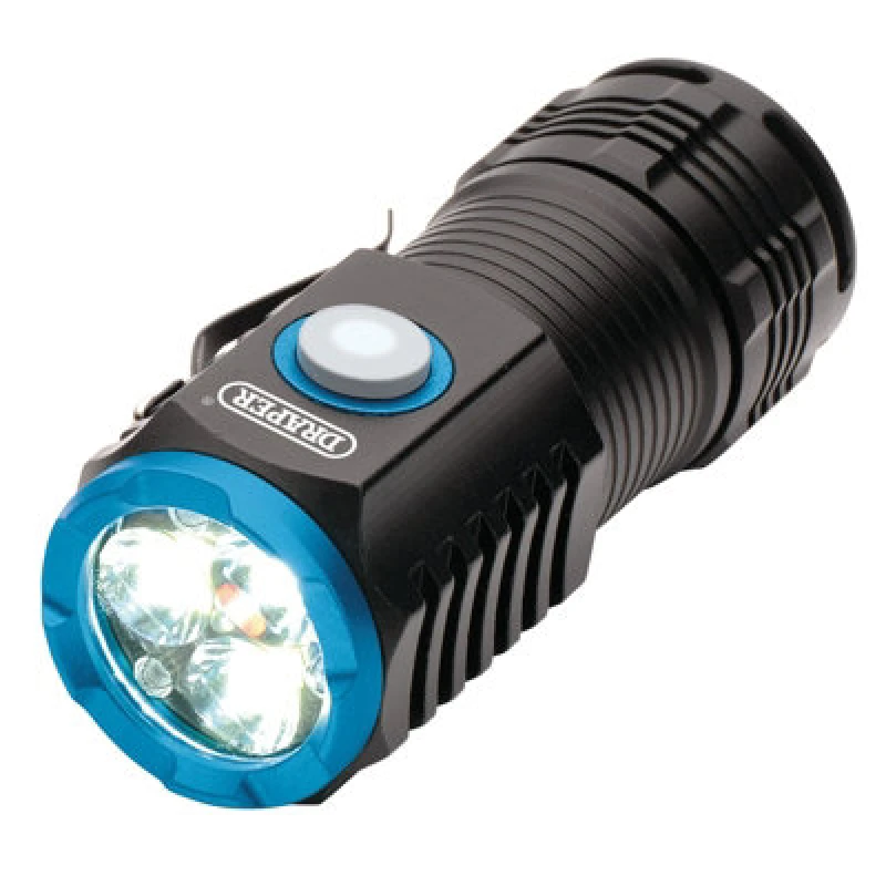 Image of Draper USB Rechargeable LED Pocket Torch 24258 Colour: Black / Blue