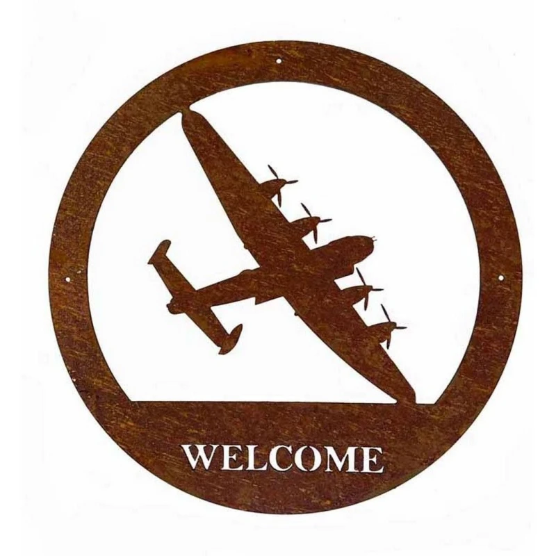 Image of Poppyforge Lancaster Welcome Wall Art - Large - Steel - W49.5 x H49.5cm - BM/RtR in Brown Brown Unisex