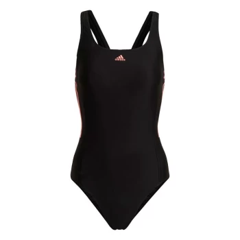 Image of adidas Mid 3-Stripes Swimsuit Womens - Black / Acid Red
