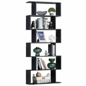 Image of Beckett Room Divider Bookcase with 6 Shelves, Black