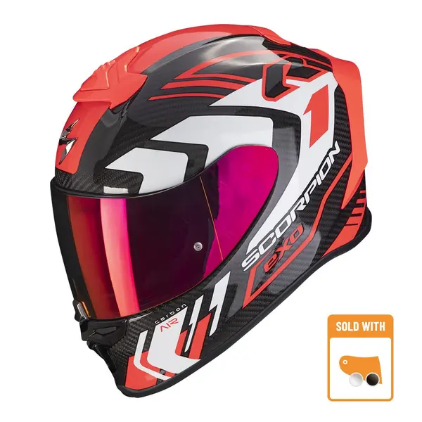 Image of Scorpion Exo-R1 Evo Carbon Air Supra Black-Red Full Face Helmet Size S