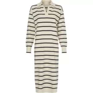 Image of Tommy Hilfiger Soft Stp Polo Swtr Midi Dress Ls - Cream