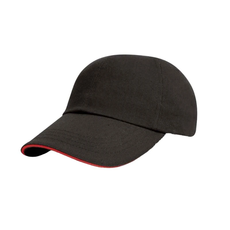 Image of Result Womens Heavy Brushed Cotton Sandwich Peak Baseball Cap in Black Female One Size
