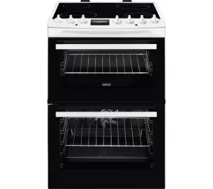 Image of Zanussi ZCV69360WA Double Oven Ceramic Hob Electric Cooker