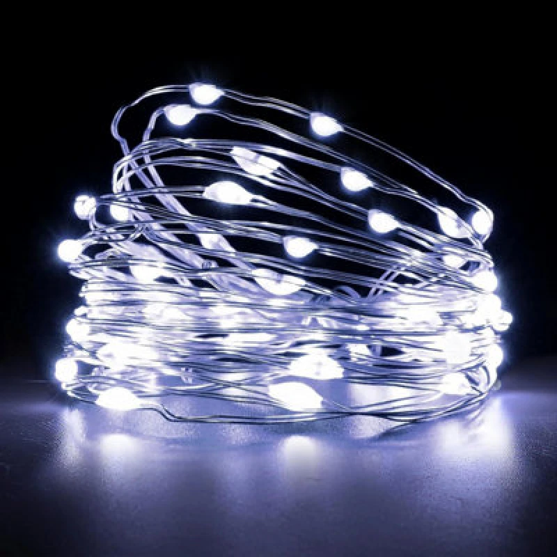 Image of Shatchi 40 Sparkles Two diiferent Colour LED Battery Operated Lights with Silver Wire - 2pk White