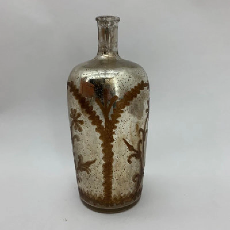 Image of Minster 15" Decorative Vase - Tinted Glass - L16 X W16 X H38cm - Antique Silver