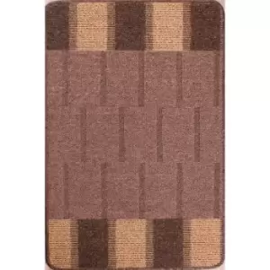 Image of Multi Mat Washable Blocks Doormat Non Slip Rug Beige Hallway 57 x 230cm (2x8') Runner