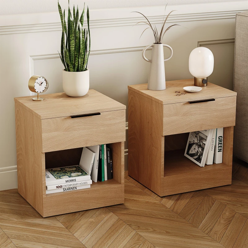 Image of Lassic Trega 1 Drawer Bedside Chest Set Of 2 Pine unisex 1 Drawer