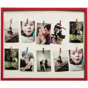 Image of Deep Red 10 Peg Washing Line Photo Frame - Premier Housewares