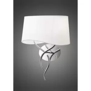 Image of Ninette wall light with switch 2 E14 bulbs, polished chrome with ivory white shade