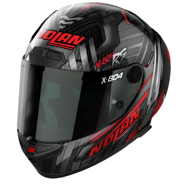 Image of Nolan X-804 RS Ultra Carbon Spectre 018 Red Chrome Silver Full Face Helmet Size M