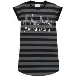 Image of Friends Girls Striped Nightie (8-9 Years) (Grey/Black)