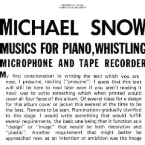 Image of Musics for Piano Whistling Microphone and Tape Recorder by Michael Snow Vinyl Album