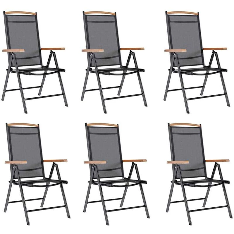 Image of VIDAXL Vidaxl - Folding Garden Chairs 6 pcs Textilene Black 8720286108345