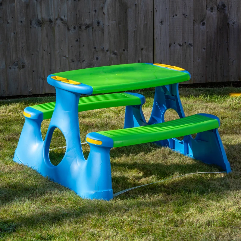 Image of 48cm Kids Outdoor Garden Patio Plastic Picnic Table and Bench