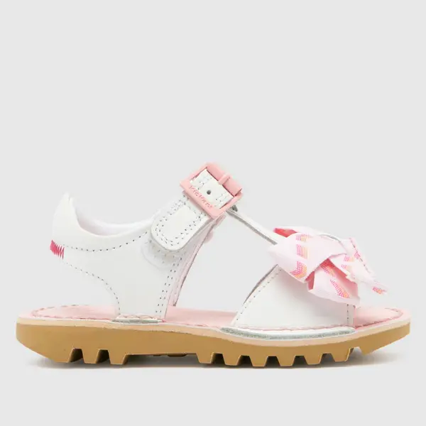 Image of Kickers white & pink kick bow Girls Toddler sandals White/Pink UK 5