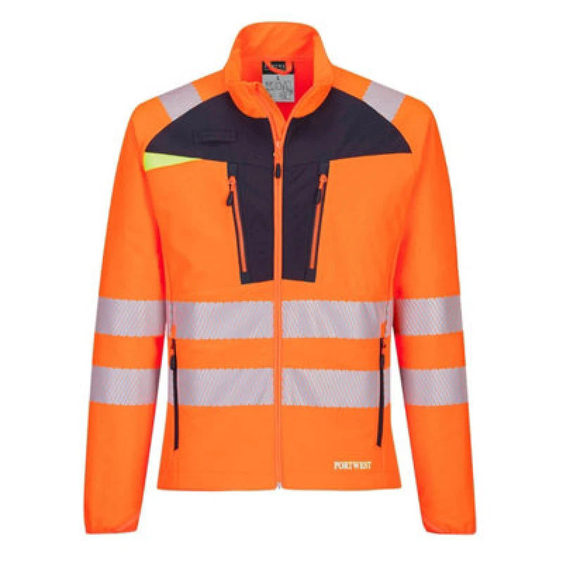 Image of Portwest DX4 Mens Hi Vis Zip Pocket Base Layer Top DX481OBRS Colour: Orange / Black