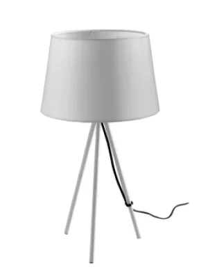 Image of MARILYN Table Lamp with Round Tapered Shade White, Cotton Lampshade 30x58.5cm