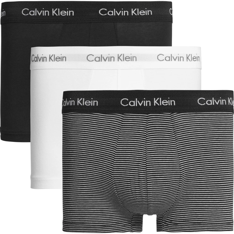 Image of Calvin Klein 3 Pack Low Rise Trunks White/Stripe/Black M