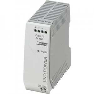 Image of Phoenix Contact UNO-PS/1AC/ 5DC/ 40W Rail mounted PSU (DIN) 5 V DC 8 A 25 W 1 x