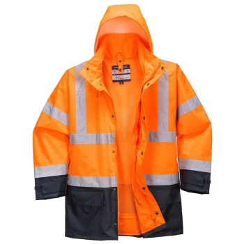 Image of Portwest - S768ONRM - sz M Hi-Vis Executive 5-in-1 Jacket - Orange/Navy