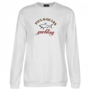 Image of Paul And Shark Yacht Logo Crew Sweatshirt - White 010