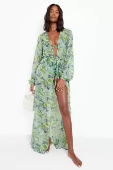 Image of Tropicana Chiffon Maxi Beach Kimono