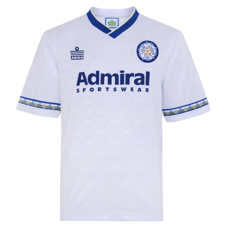 Image of Score Draw SD Leeds United Retro Home Shirt 1993 Mens White/blue male XS