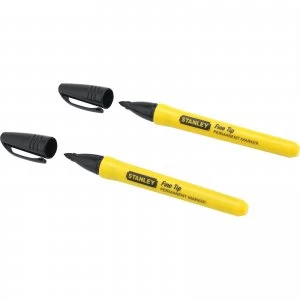 Image of Stanley Black Fine Tip Permanent Marker Pens Pack of 2