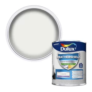 Image of Dulux Weathershield Exterior Quick Dry Pure Brilliant White Satin Paint 750ml