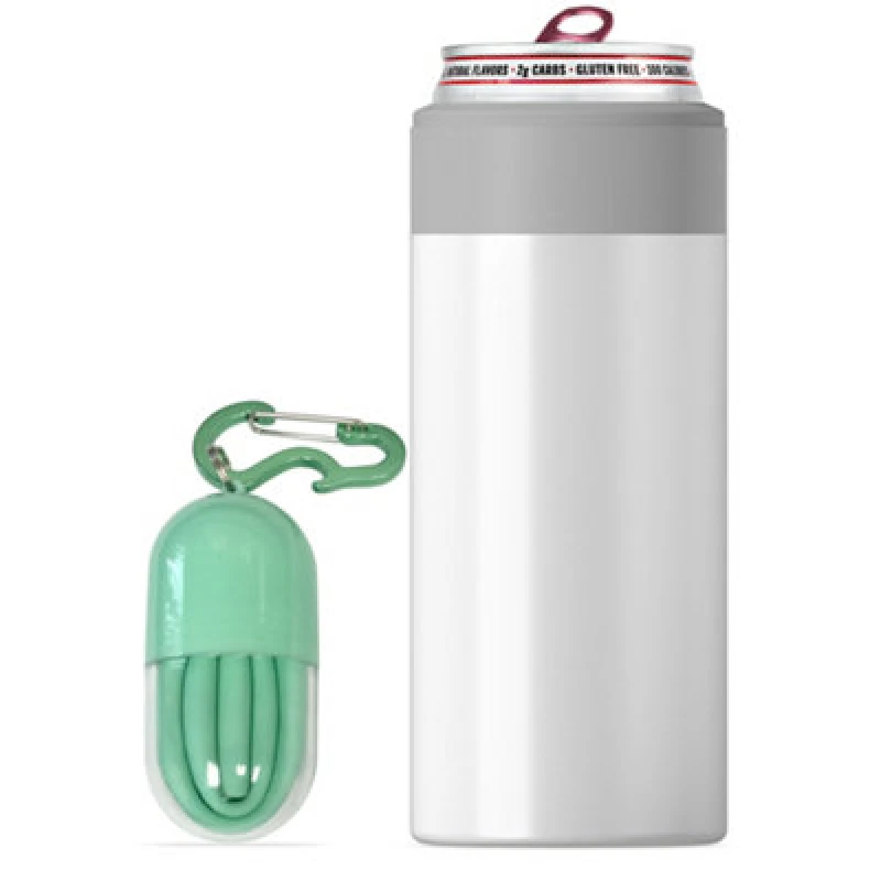 Image of asobu Skinny Can Kuzie Insulated Stainless Steel Sleeve 350ml White White