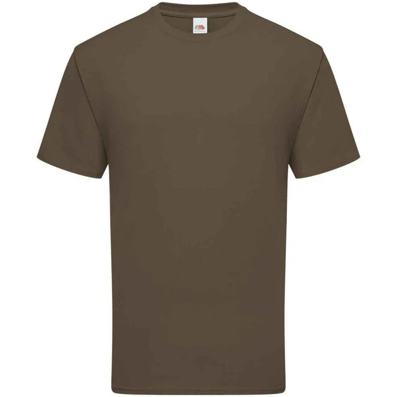 Image of Fruit Of The Loom Fruit of the Loom Men Ringspun Premium T-Shirt in Dark Brown Size: Small Dark Brown S Male 5063693950903